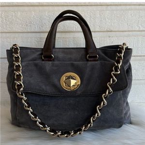 Kate Spade Suede Turnlock Satchel Chain Mulberry Lane Court Shoulder Bag